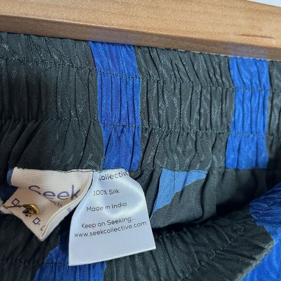Seek Collective Echo Print Silk Pants Black Blue Womens Small Lounge - Picture 4 of 7